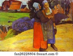 Breton Art Print - Two Breton Women On The Road