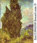 Oil On Canvas The Metropolitan Museum Of Art Art Print - Two Cypresses. Saint-Rémy