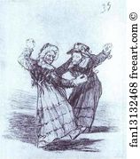 1824 1828 Drawing From Album H Black Chalk Art Print - Two Dancing Old Friends