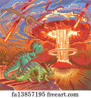 Art Print - Two Dinosaurs Watch The Apocalypse