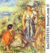 1912 Art Print - Two Women And A Child