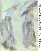 Umbrella Art Print - Two Women With Umbrellas