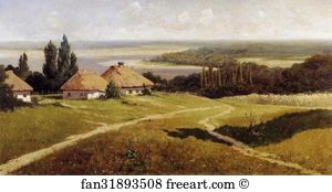 Vladimir Art Print - Ukrainian Landscape With Huts