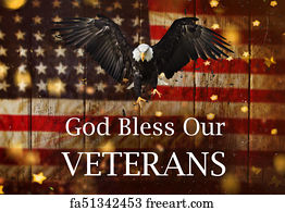 Military Art Print - United States Flag. Veterans Day Concept