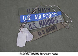 Military Art Print - Us Military Concept On Olive Green Uniform