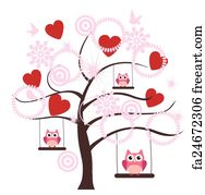 Free art print of Valentine tree with hearts for your design | FreeArt