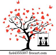 Free art print of Valentine tree with hearts for your design | FreeArt