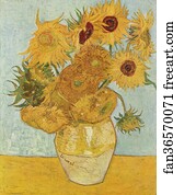 Sunflower Art Print - Vase With 12 Sunflowers