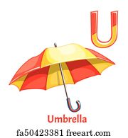 Free art print of Flashcard letter U is for umbrella. Flashcard letter
