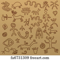 Free art print of Vector ancient cave petroglyphs pattern | FreeArt ...