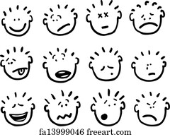 Free art print of Cartoon emotions faces. Cartoon emotions faces set for  comics design | FreeArt | fa9490094