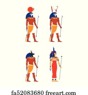 Free art print of Egyptian gods Anubis, Ra, Amon, Osiris characters ...