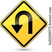 Free art print of U-Turn. U-Turn Ahead road sign, isolated on white ...