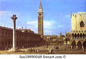 1743 Oil On Canvas Royal Collection Art Print - Venice; The Piazzzetta Towards The Torre Del'orologio