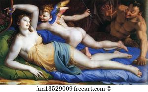 Colonna Art Print - Venus And Cupid With A Satyr