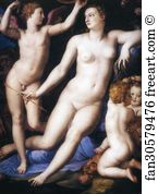Jealousy Art Print - Venus And Cupid With Two Amoretti And Jealousy