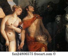 243 Art Print - Venus And Mercury Present Eros And Anteros To Jupiter. Detail