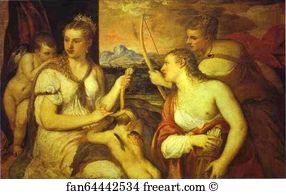 Cupid Art Print - Venus Blindfolding Cupid