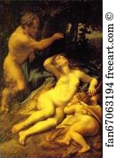 Satyr And Cupid Art Print - Venus, Satyr And Cupid