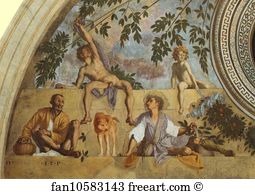 1519 1521 Fresco Art Print - Vertumnus And Pomona. Detail