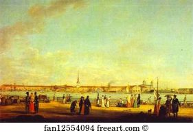 Vasilievsky Art Print - View Of The Admiralty As Seen From The Embankment Of Vasilievsky Island