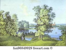 Garden Pond Art Print - View Of The Large Pond In The Tsarskoselsky Gardens
