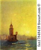 1848 Art Print - View Of The Leander Tower In Constantinople