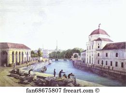 Buildings Art Print - View Of The Moika By The Building Of The Stables Department In St. Petersburg