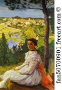 Frederic Bazille Art Print - View Of The Village Of Castelnau-Le-Lez