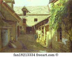 Yard Art Print - Village Yard In France