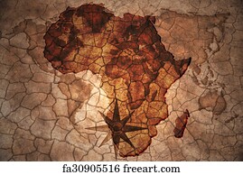 World Flags Art Print - Vintage Africa Map
