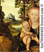 Oil On Wood Art Museum Art Print - Virgin And Child In A Grape Arbor