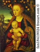 Apple Trees Art Print - Virgin And Child Under An Apple Tree