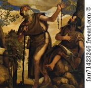 Appearing Art Print - Virgin And Child With Angels Appearing To Saint Anthony Abbot And Saint Paul The Hermit. Detail