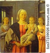 Madonna And Child Giving Blessings Art Print - Virgin With Child Giving His Blessing And Two Angels. (The Senigallia Madonna)