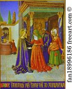 Jean Fouquet Art Print - Visitation. Miniature From The Book Of Hours Of Etienne Chevalier