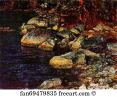 1850s Oil On Paper The Tretyakov Gallery Art Print - Water And Stones Near Palacculo