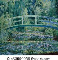 Lilies Art Print - Water Lilies And Japanese Bridge