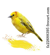 Free art print of Yellow Bird Watercolor. Digital Painting of Yellow ...