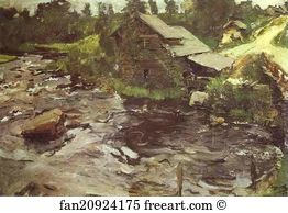 Oil On Cardboard The Tretyakov Gallery Art Print - Watermill In Finland