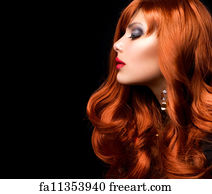 Free Art Print Of Curly Hair Fashion Girl With Healthy Long Wavy