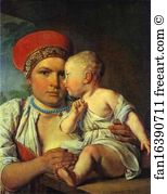 Nurse Art Print - Wet-Nurse With A Child