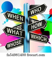 Free art print of Who What Why When Where Signpost Shows Confusion ...