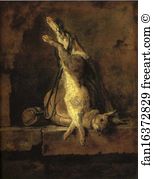 Gaming Art Print - Wild Rabbit With Game-Bag And Powder Flask