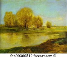 1872 Oil On Canvas Private Collection Art Print - Willows By A Pond