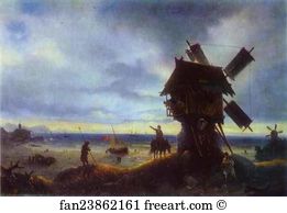 Ivan Aivazovsky Art Print - Windmill On The Sea Coast