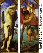 1531 Oil On Canvas Gemaldegalerie Art Print - Wings Of A Triptych: St. Sebastian (Left); St. Christopher (Right)