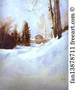 Mansion Art Print - Winter In Abramtsevo. The Mansion