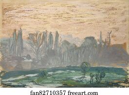 Winter Evening Art Print - Winter Landscape With Evening Sky