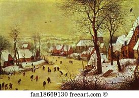 1565 Art Print - Winter Landscape With Skaters